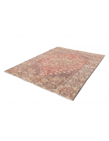 Vintage Distressed Turkish Oushak Rug - 6`6