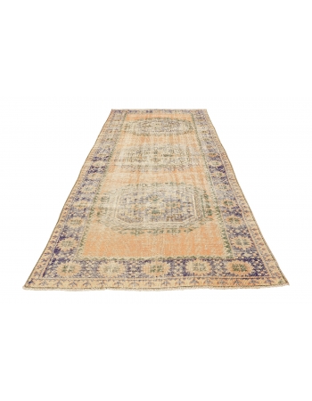 Distressed Vintage Turkish Oushak Rug - 4`9