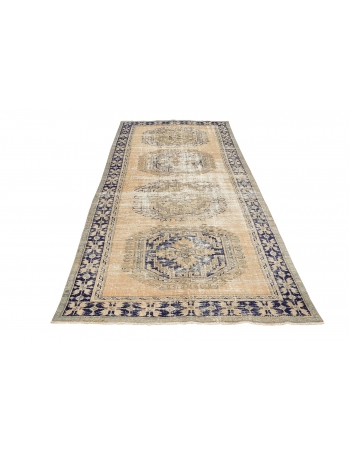 Distressed Vintage Turkish Oushak Rug - 4`3