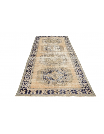 Distressed Vintage Turkish Oushak Rug - 4`3