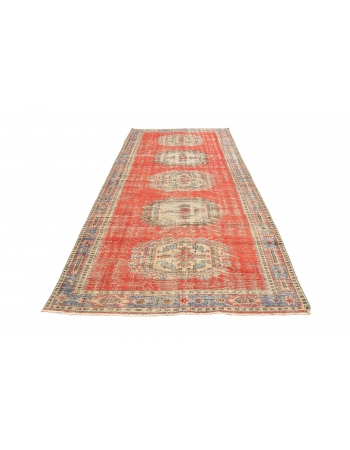 Red Distressed Vintage Oushak Rug - 4`9