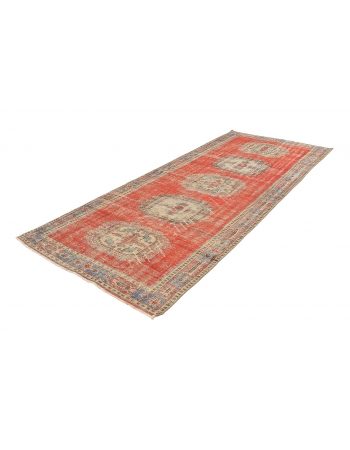 Red Distressed Vintage Oushak Rug - 4`9