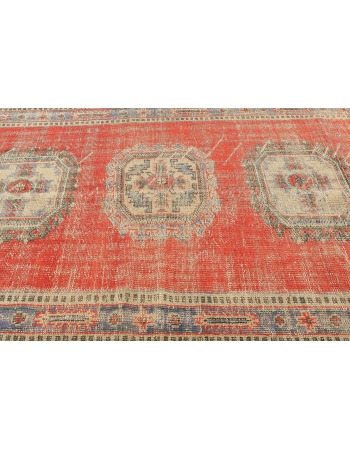 Red Distressed Vintage Oushak Rug - 4`9