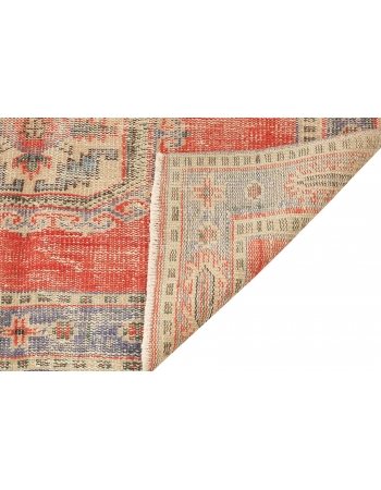 Red Distressed Vintage Oushak Rug - 4`9