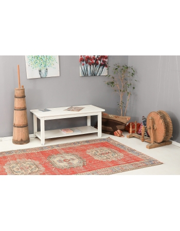 Red Distressed Vintage Oushak Rug - 4`9