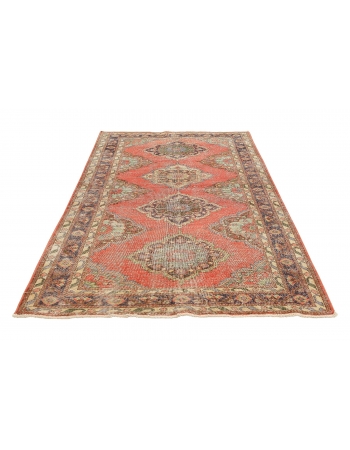 Vintage Worn Turkish Konya Rug - 4`9