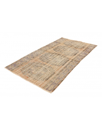 Distressed Vintage Turkish Oushak Rug - 4`3