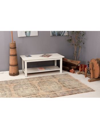 Distressed Vintage Turkish Oushak Rug - 4`3