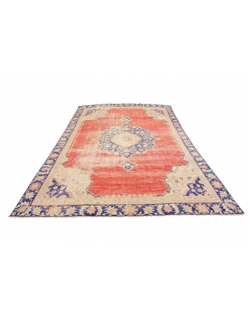 Distressed Large Vintage Oushak Rug - 8`8