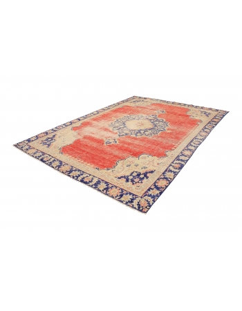 Distressed Large Vintage Oushak Rug - 8`8