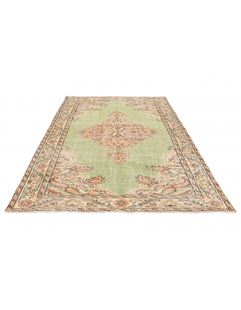 Green Vintage Turkish Oushak Rug - 5`9