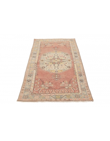 Faded Small Vintage Oushak Rug - 2`11