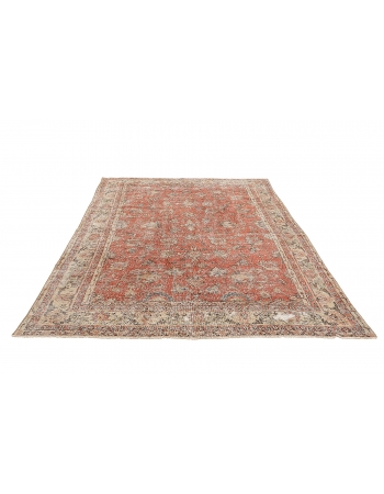 Floral Vintage Turkish Oushak Rug - 6`3