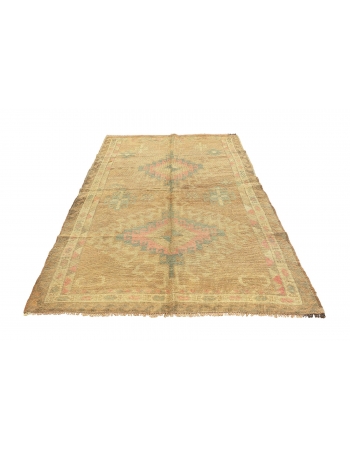 Washed Out Vintage Turkish Kars Rug - 4`7