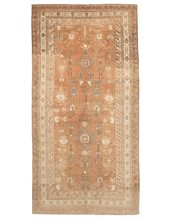 Brown Antique Khotan Wool Rug - 6`8" x 13`1"