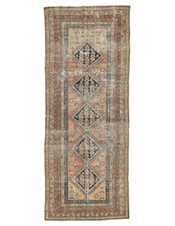 Distressed Antique Malayer Rug - 4`5" x 11`4"
