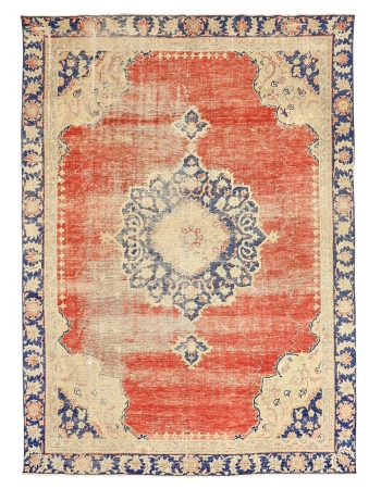 Distressed Large Vintage Oushak Rug - 8`8" x 12`2"