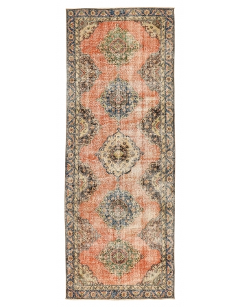 Distressed Vintage Turkish Area Rug - 4`7" x 12`7"