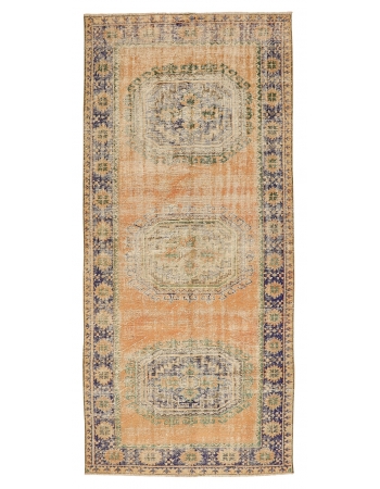 Distressed Vintage Turkish Oushak Rug - 4`11