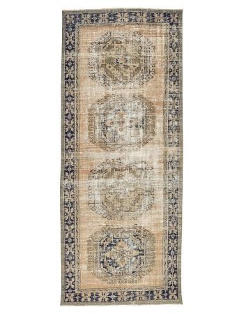 Distressed Vintage Turkish Oushak Rug - 4`3