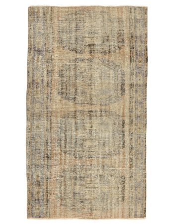 Distressed Vintage Turkish Oushak Rug - 4`3