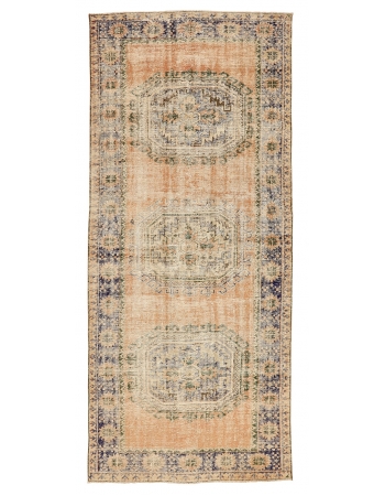 Distressed Vintage Turkish Oushak Rug - 4`9