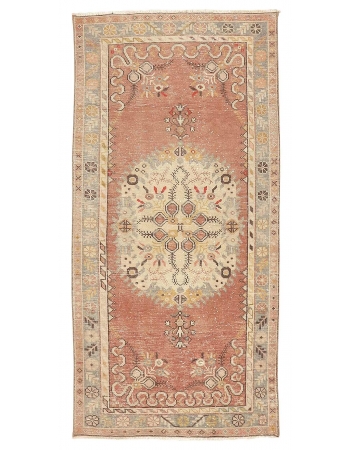 Faded Small Vintage Oushak Rug - 2`11