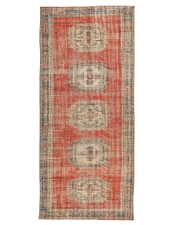 Red Distressed Vintage Oushak Rug - 4`9