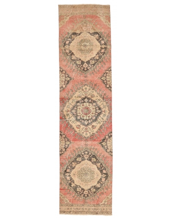 Vintage Decorative Turkish Runner Rug - 3`1