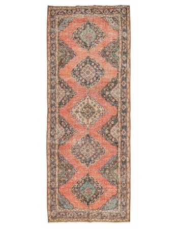 Vintage Distressed Turkish Konya Rug - 4`9" x 12`8"