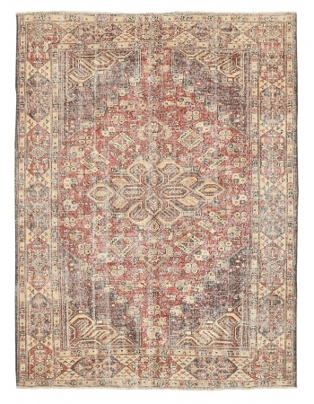 Vintage Distressed Turkish Oushak Rug - 6`6" x 8`7"