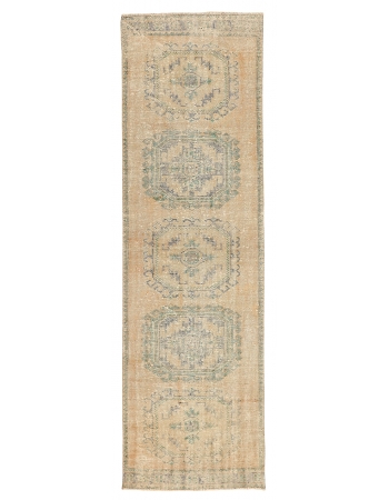 Vintage Washed Out Oushak Runner - 3`1" x 11`2"