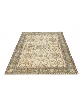 Vintage Floral Turkish Oushak Rug - 4`0