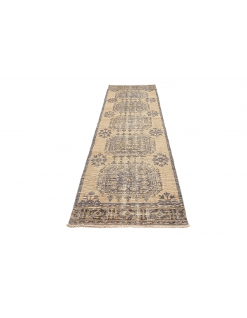 Distressed Vintage Turkish Oushak Runner - 2`11