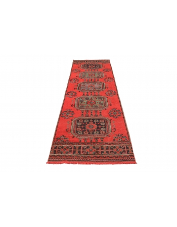 Red Vintage Turkish Oushak Runner - 2`10