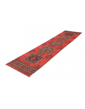 Red Vintage Turkish Oushak Runner - 2`10