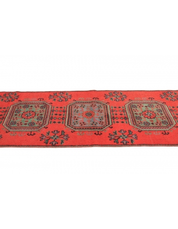 Red Vintage Turkish Oushak Runner - 2`10