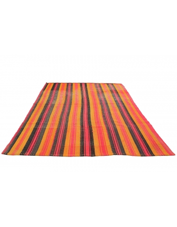 Pink & Yellow Vintage Kilim Rug - 7`3