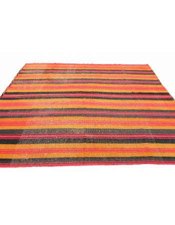 Pink & Yellow Vintage Kilim Rug - 7`3