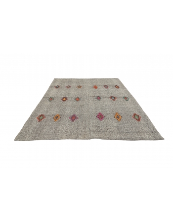 Gray Embroidered Vintage Kilim - 7`5