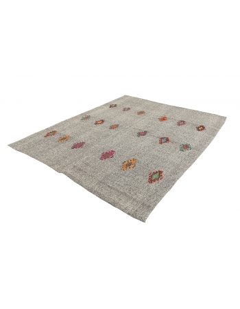 Gray Embroidered Vintage Kilim - 7`5