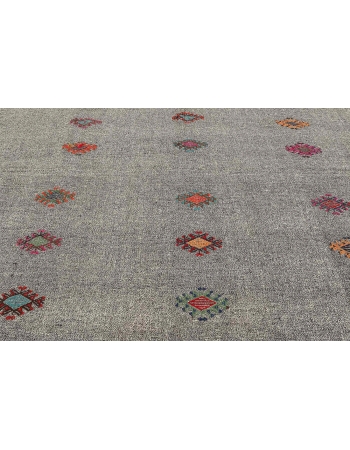 Gray Embroidered Vintage Kilim - 7`5