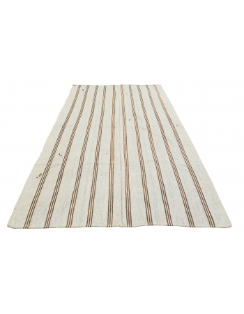 Striped Vintage Turkish Kilim Rug - 7`1