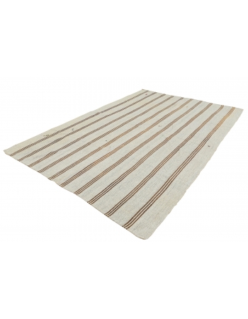 Striped Vintage Turkish Kilim Rug - 7`1