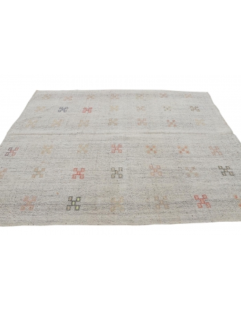 Light Gray Embroidered Kilim Rug - 6`1