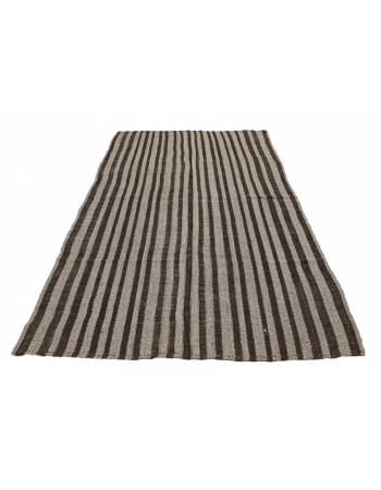 Striped Vintage Turkish Kilim Rug - 7`3