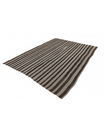 Striped Vintage Turkish Kilim Rug - 7`3