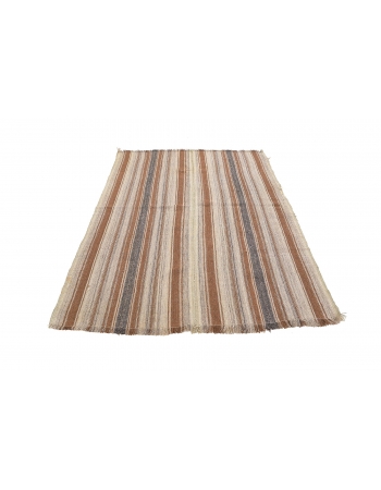 Striped Vintage Natural Kilim Rug - 5`0