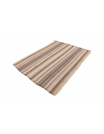 Striped Vintage Natural Kilim Rug - 5`0