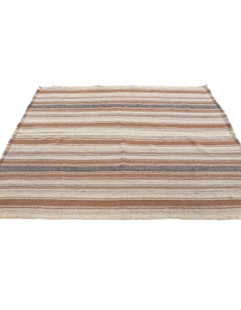 Striped Vintage Natural Kilim Rug - 5`0